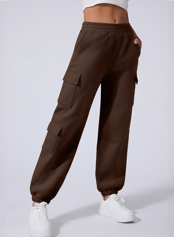 Womens Sweatpants Cargo Joggers Baggy Sweat Fall Pants Athletic Cotton Fleece Lined Casual Pants with Pockets