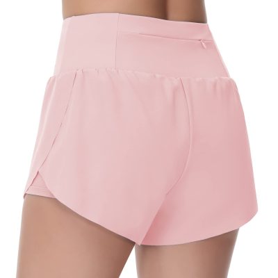 Women??s Quick Dry Running Shorts Mesh Liner High Waisted Tennis Workout Shorts Zipper Pockets