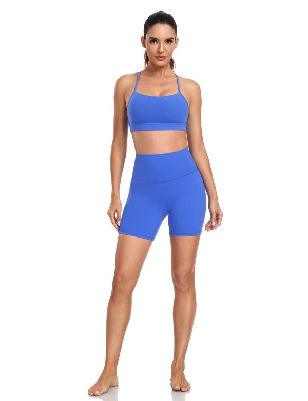 to Freest Y Back Sports Bras for Women Spaghetti Thin Strap Workout Bras Wirefree Padded Racerback Yoga Bras