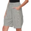 Women's High Waist Bermuda Shorts Loose Drawstring Capri Pants with Pockets Wide Leg Summer Shorts