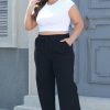 Women's Plus Size Wide Leg Sweatpants Elastic Waist Baggy Drawstring Lounge Pants with Pockets
