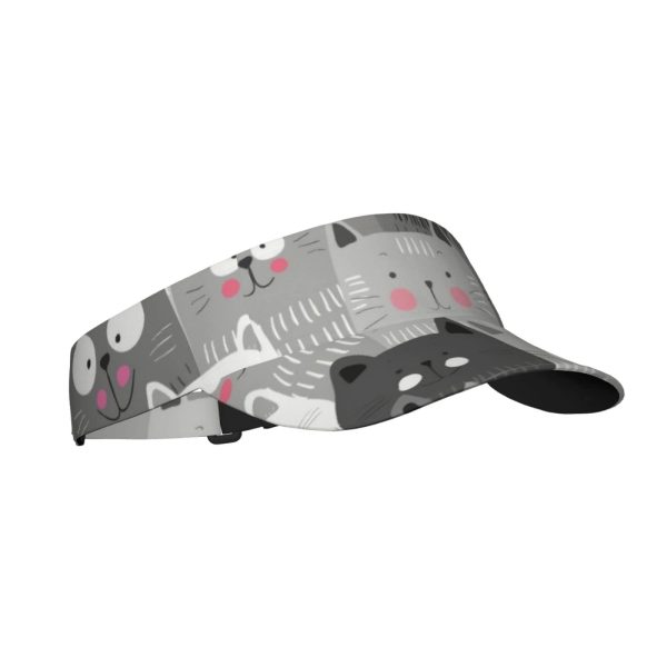 Cat Pattern Sport Sun Visor Hat Adjustable Empty Top Baseball Cap Outdoor Travel Beach Ball Caps for Women and Men