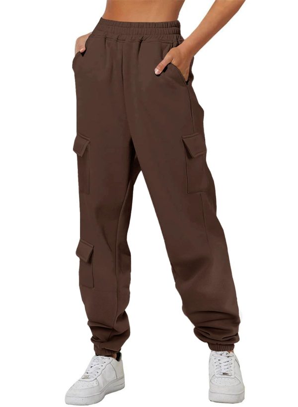 Womens Sweatpants Cargo Joggers Baggy Sweat Fall Pants Athletic Cotton Fleece Lined Casual Pants with Pockets