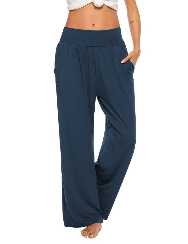 Womens Yoga Sweatpants Comfy Loose Casual Wide Leg Lounge Joggers Pants with Pockets