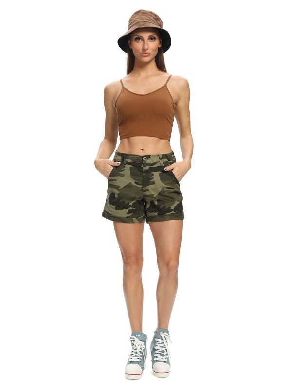 Women's Camo Casual Shorts with Pockets Elastic Waist 4" Summer Wear