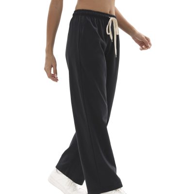 1/4 Pack Women's Wide Straight Leg Sweatpants, Cotton Baggy Lounge Sweat Pants, Casual Athletic Fit