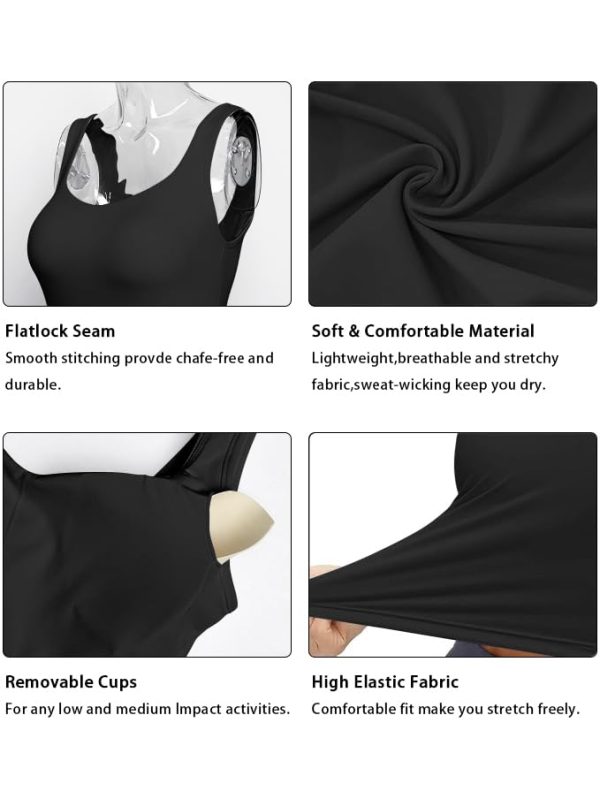 Womens' Sports Bra Padded with Medium Support Tank Tops Tee Shirts