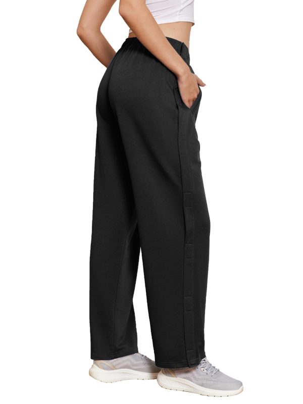 Deyeek Tear Away Pants for Women Side Snap Button Sweatpants Loose Fit Casual Post Surgery Adaptive Clothing with Pockets