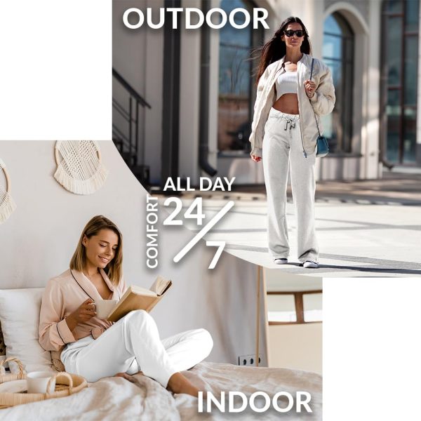 Women's 2 Pack Ultra Soft French Terry Cotton Drawstring Yoga Lounge Long Pants