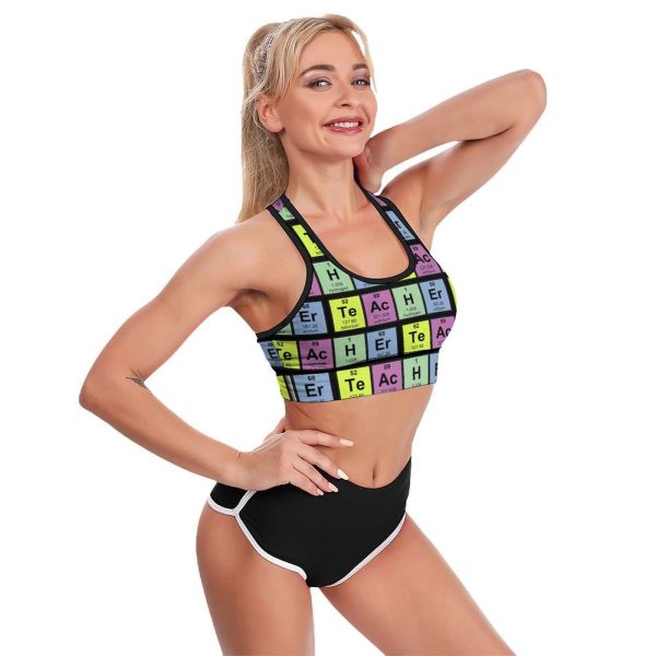 Science Teacher Chemical Elements Women's Sports Bra Padded Support Bras Yoga Workout Tank Top