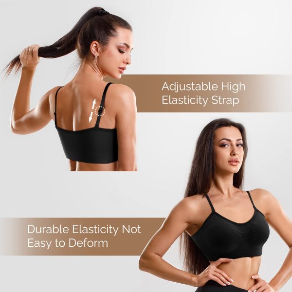 4 Pieces V Neck Padded Bralette Cami Bra Wireless Tank Top Sports Bra with Adjustable Straps