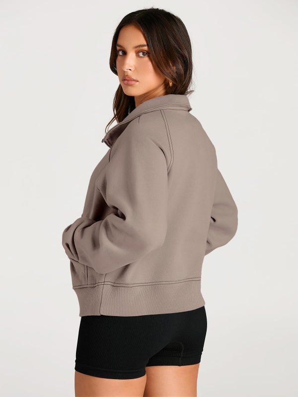 Womens Sweatshirts Half Zip Cropped Pullover Fleece Quarter Zipper Hoodies 2025 Fall Fashion Outfits Clothes
