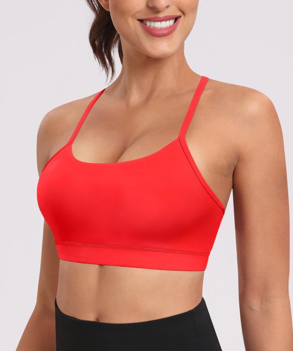 Spaghetti Strap Padded Sports Bras for Women - Y Back Yoga Workout Tops (3 Pack)