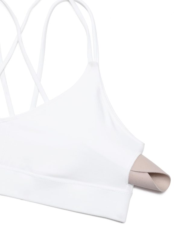 Butterluxe V Neck Strappy Sports Bras for Women - Thin Spaghetti Strap Padded Wireless Yoga Crop Top