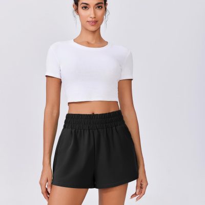 Womens Light Weight Athletic Shorts High Waisted Linerless Active Short Casual Quick Dry Lounge Shorts with Pockets