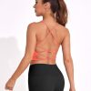 Strappy Sports Bras for Women High Support Longline Open Back Workout Tops Padded Cross Yoga Crop Tank Built in Bra
