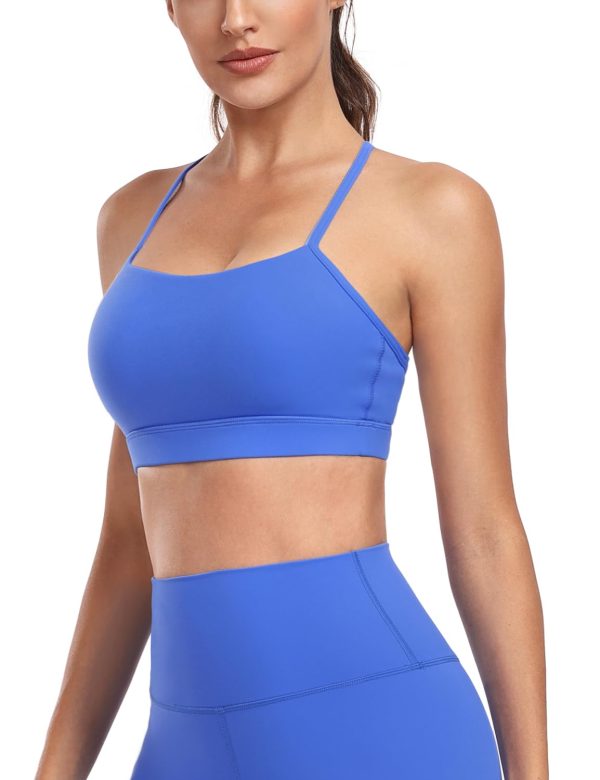 to Freest Y Back Sports Bras for Women Spaghetti Thin Strap Workout Bras Wirefree Padded Racerback Yoga Bras