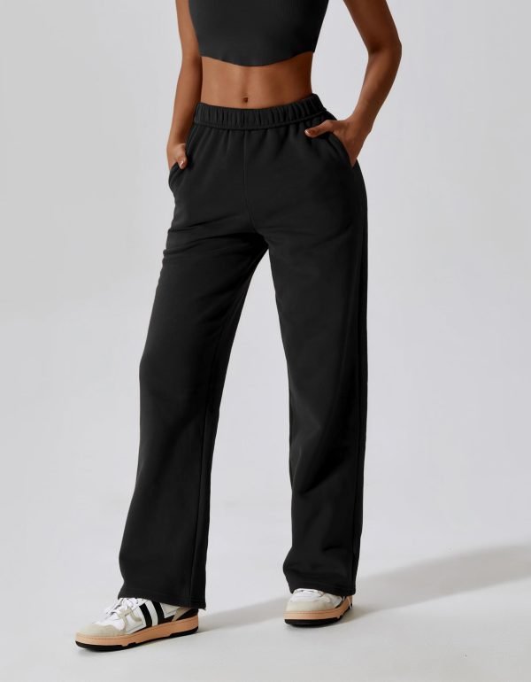 61HGx1o4lPL.jpg Womens Straight Leg Sweatpants Cotton High Waisted Baggy Athletic Joggers Lounge Pants with Pockets