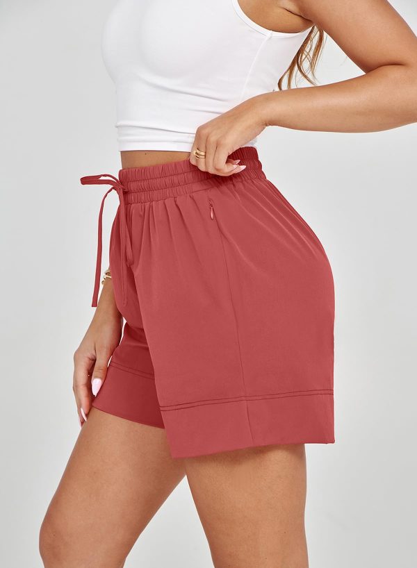Athletic Shorts for Women Gym Workout Running Shorts Quick Dry with Zipper Pockets Elastic High Waisted Fitness