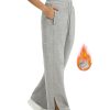 Women's Fleece Lined Sweatpants High Waisted Slit Wide Leg Baggy Pants Workout Lounge Drawstring Zipper Pockets