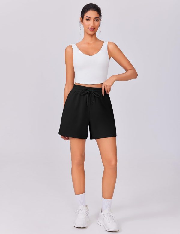 61LJVI-PYzL.jpg Womens Athletic Sweat Shorts Soft Drawstring High Waisted Active Short Comfy Casual Lounge Shorts with Pockets