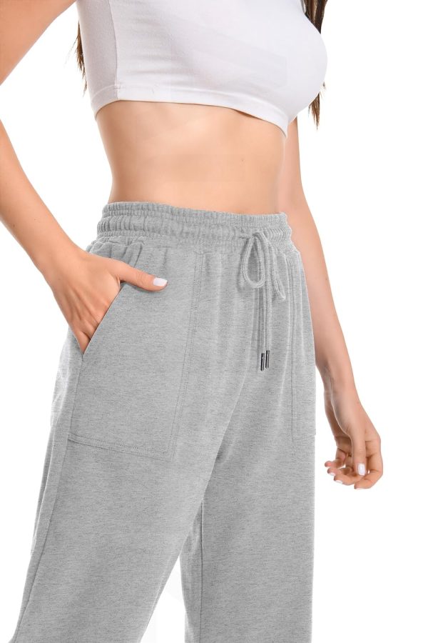 Widen Waistband Sweat Pants for Women Exposed Pockets Lounge Sweatpants Straight Leg Pants 29???? Inseam