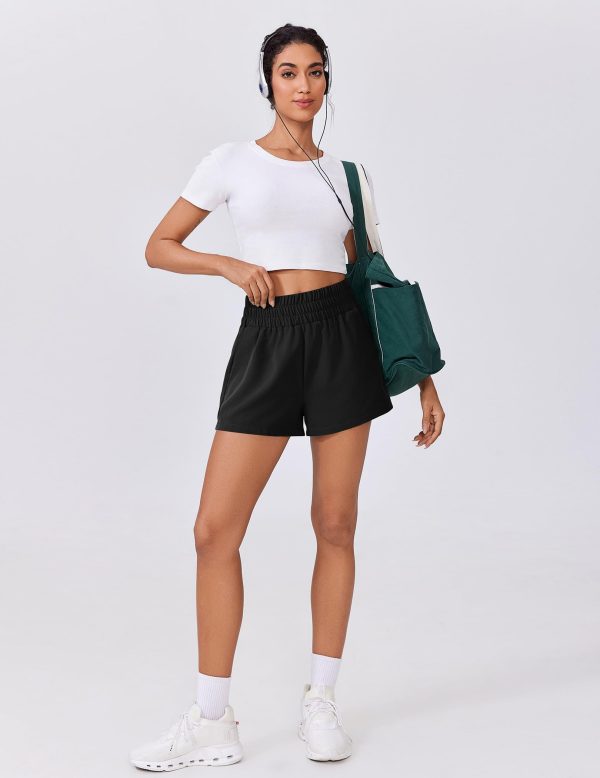 61THR859jLL.jpg Womens Light Weight Athletic Shorts High Waisted Linerless Active Short Casual Quick Dry Lounge Shorts with Pockets