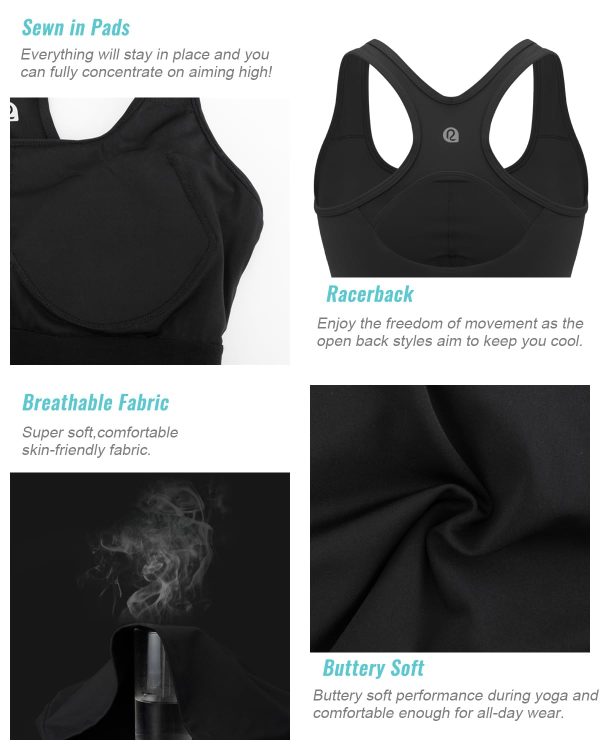 High Impact Sports Bras for Women - Square Neck Longline Workout Crop Tops with Built in Shelf Yoga Bra