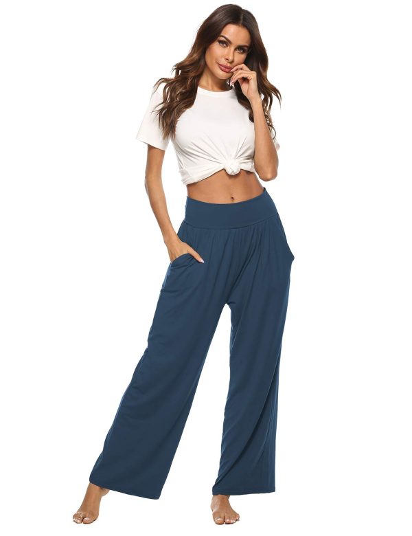Womens Yoga Sweatpants Comfy Loose Casual Wide Leg Lounge Joggers Pants with Pockets