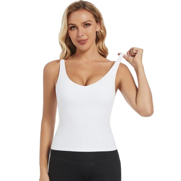 Longline Sports Bras for Women Padded Tank Tops with Built in Bra Yoga Workout Tops Running Sports Bra Tank