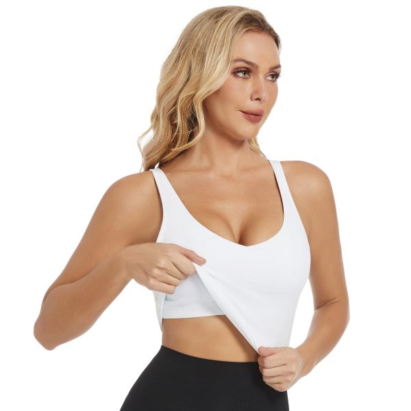 Longline Sports Bras for Women Padded Tank Tops with Built in Bra Yoga Workout Tops Running Sports Bra Tank