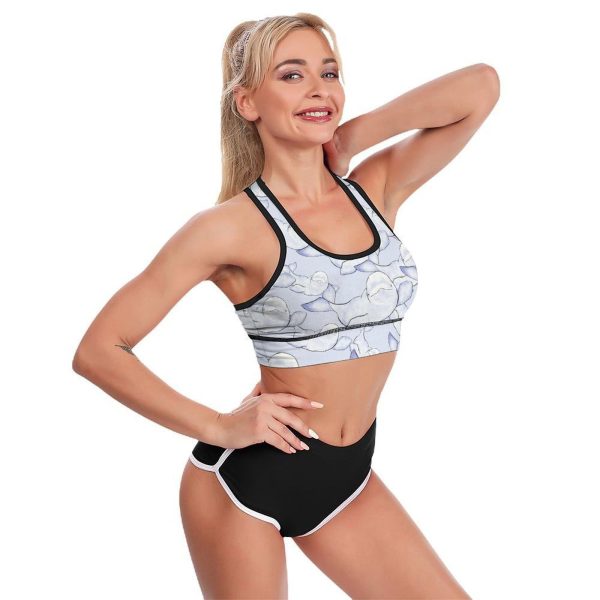 Beluga Wave Women's Sports Bra Padded Support Bras Yoga Workout Tank Top