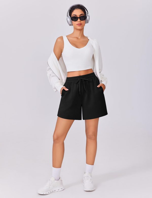 61cGrs0OtLL.jpg Womens Athletic Sweat Shorts Soft Drawstring High Waisted Active Short Comfy Casual Lounge Shorts with Pockets