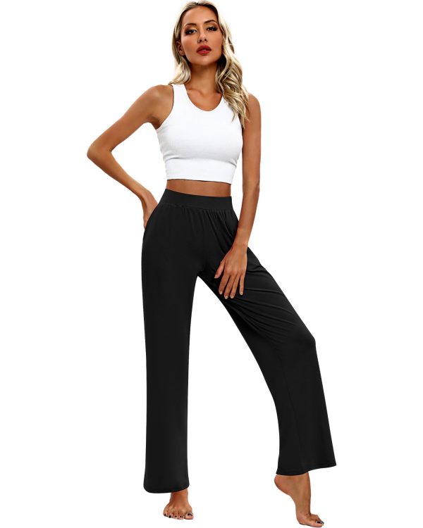 3 Pack Women's Lounge Pants, Cozy Wide Leg Lounge Pants with Pockets Loose Flowy Yoga Sweatpants Workout Comfy Jogger