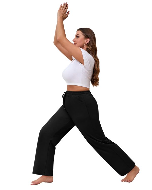 3 Pack Women's Plus Size Sweatpants Wide Leg Cargo Lounge Pants High Waist Ladies' Slacks Drawstring Jogger with Pockets