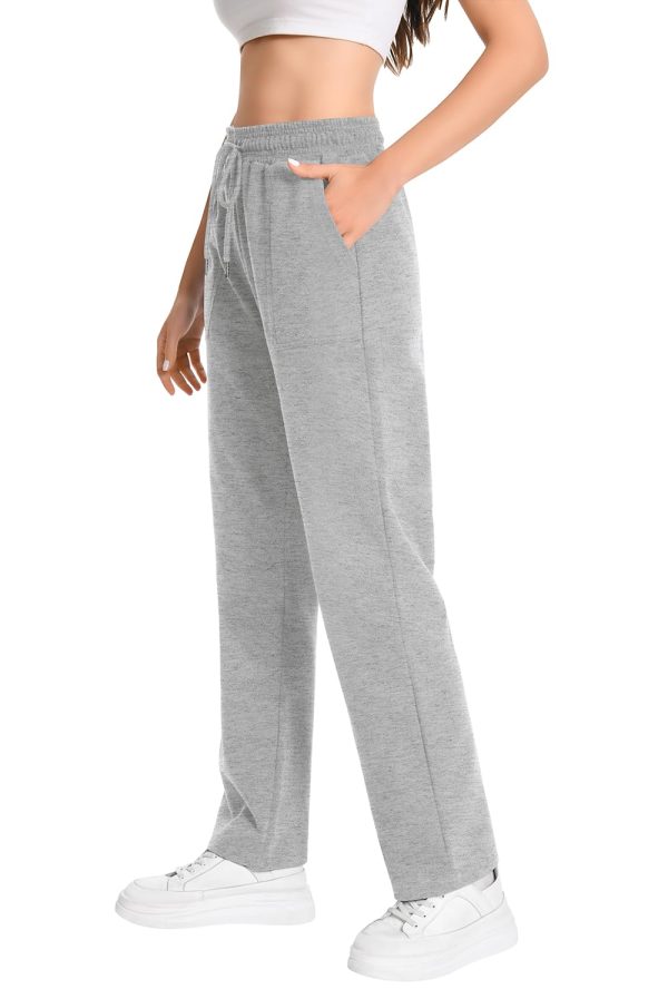 Widen Waistband Sweat Pants for Women Exposed Pockets Lounge Sweatpants Straight Leg Pants 29???? Inseam