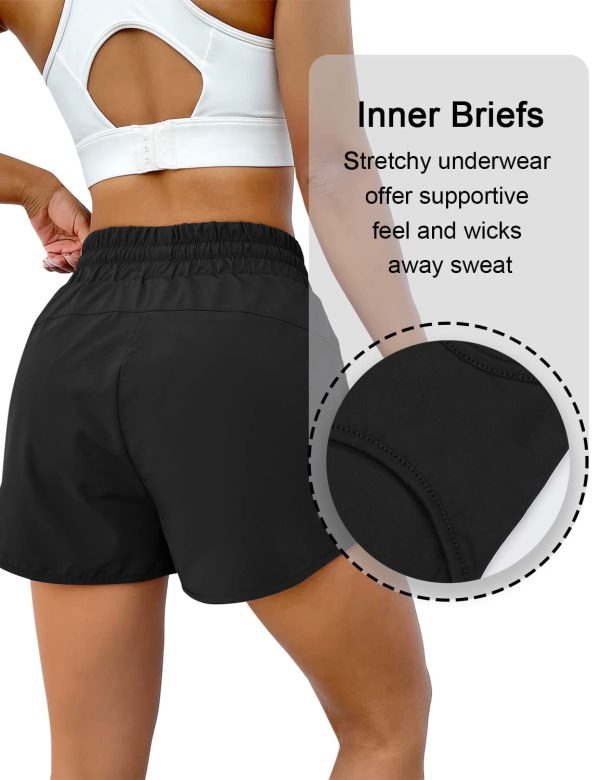 Women's Running Shorts High Waisted Athletic Shorts Summer Gym Workout Short with Zipper Pockets