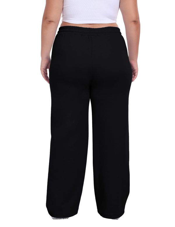 Women's Plus Size Wide Leg Sweatpants Elastic Waist Baggy Drawstring Lounge Pants with Pockets