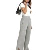 Women's Fleece Lined Sweatpants High Waisted Slit Wide Leg Baggy Pants Workout Lounge Drawstring Zipper Pockets