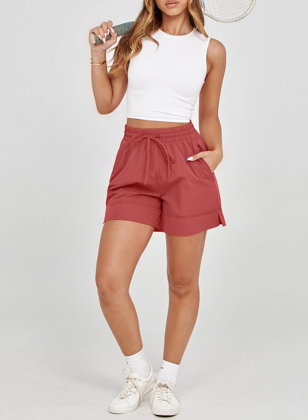 Athletic Shorts for Women Gym Workout Running Shorts Quick Dry with Zipper Pockets Elastic High Waisted Fitness
