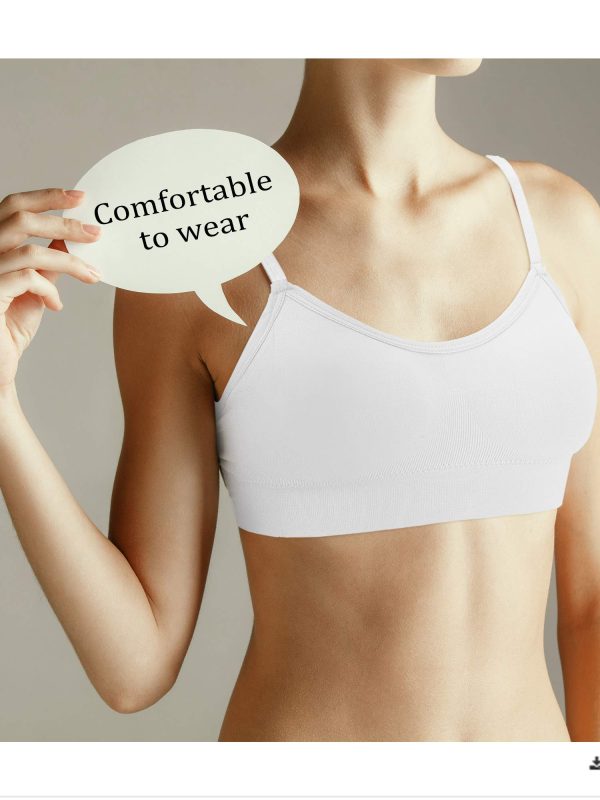 4 Pieces Neck Bralettes Wireless Cami Bra Tank Top Bra Sports Bra for Women Girls (Black, Brown, Army Green, White,Small)