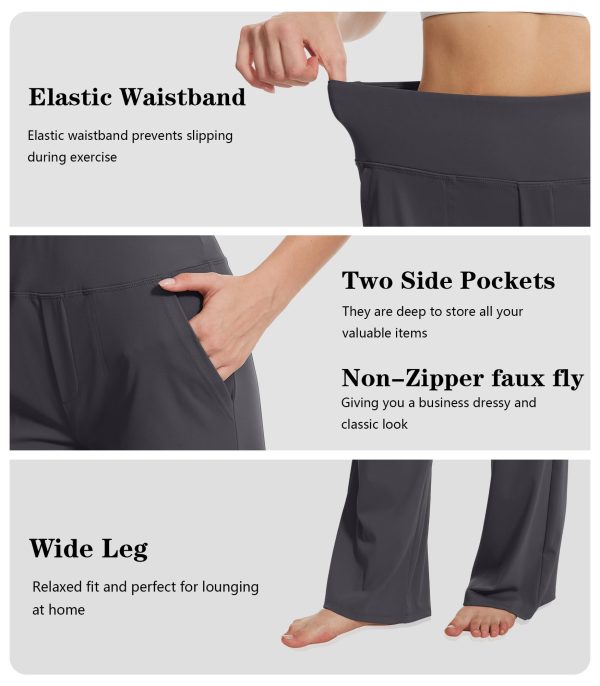 Yoga Pants Women Wide Leg Pants High Waist Stretch Dress Casual Sweatpants Lounge Pants with Pockets