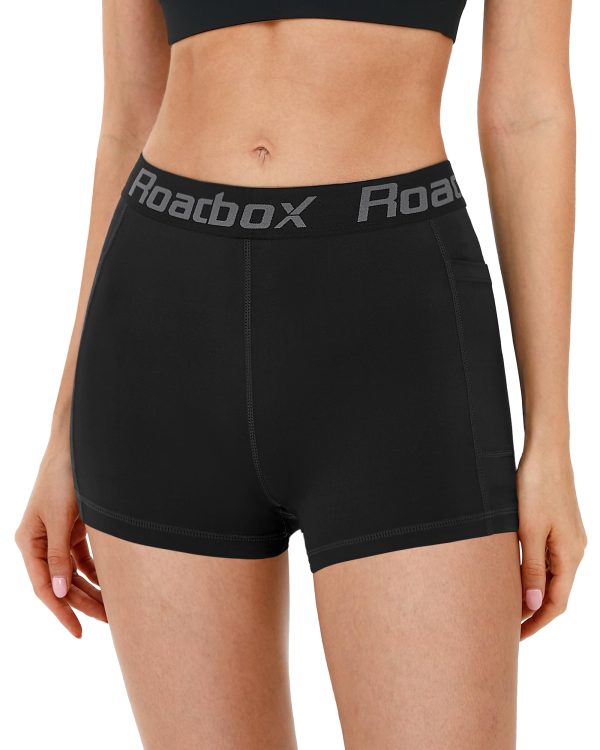 4" Women's Spandex Compression Shorts, 3 Pack Volleyball Shorts Athletic Biker Shorts for Workout Running Gym Yoga