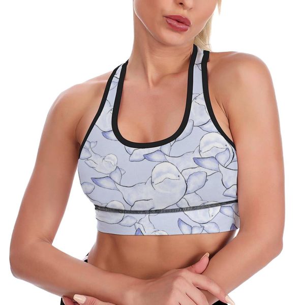 Beluga Wave Women's Sports Bra Padded Support Bras Yoga Workout Tank Top