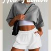 3 Pack Women's Sweat Shorts, Elastic High Waist Shorts Casual Summer Lounge Cotton Comfy Athletic Shorts with Pockets