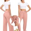 Womens Wide Leg Yoga Pants High Waisted Side Slit Joggers Casual Loose Lounge Sweatpants with Pockets- 28" / 18" Inseam