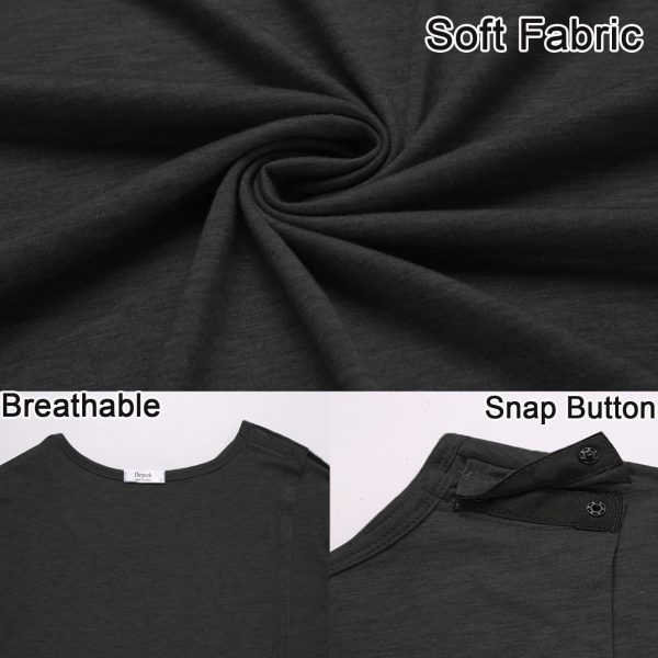 Unisex Post Surgery Shirt Open Back Hospital Shirts for Men Tear Away Snap Surgical Tops Soft Adaptive Clothing