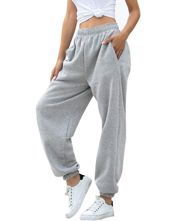 Women Sweatpants Baggy High Waisted Cinch Bottom Athletic Joggers Sweat Pants with Pockets