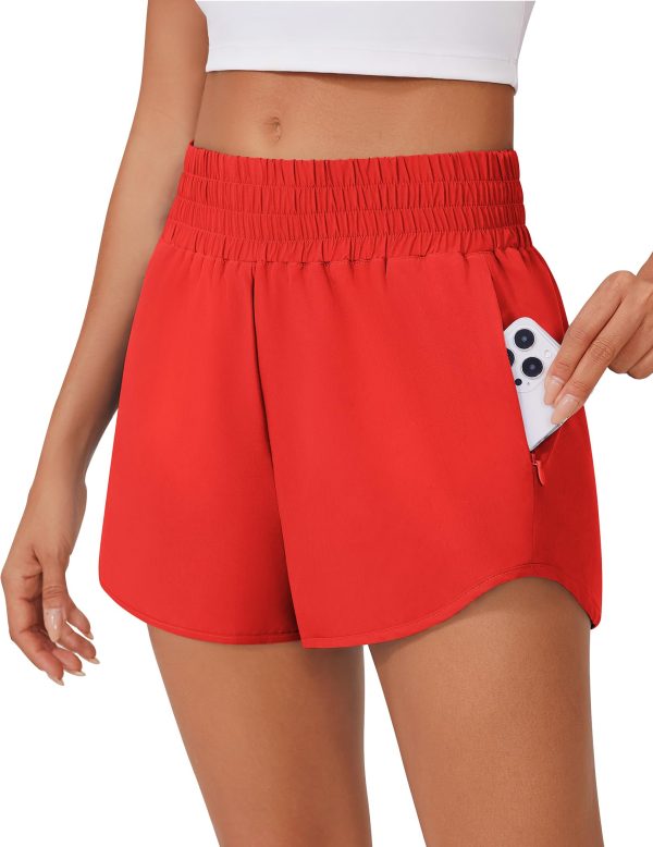 718ER6Th9oL.jpg High Waisted Running Shorts for Women 3" Inseam Mesh Liner Quick Dry Sport Athletic Workout Shorts with Zip Pockets