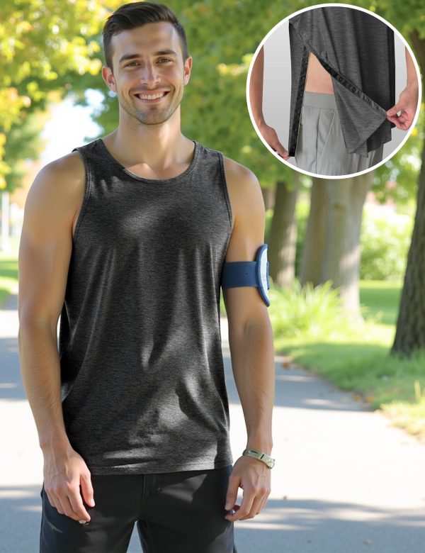 719sSNfu3WL.jpg Unisex Shoulder Surgery Shirts, Shoulder Snap-Access Tank Tops, Arm Broken,Snap Open Sleeveless Shirt